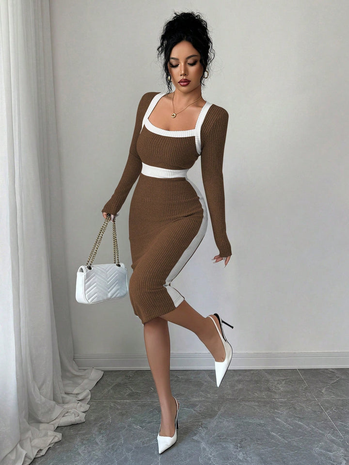 Rochie midi SHEIN, maro