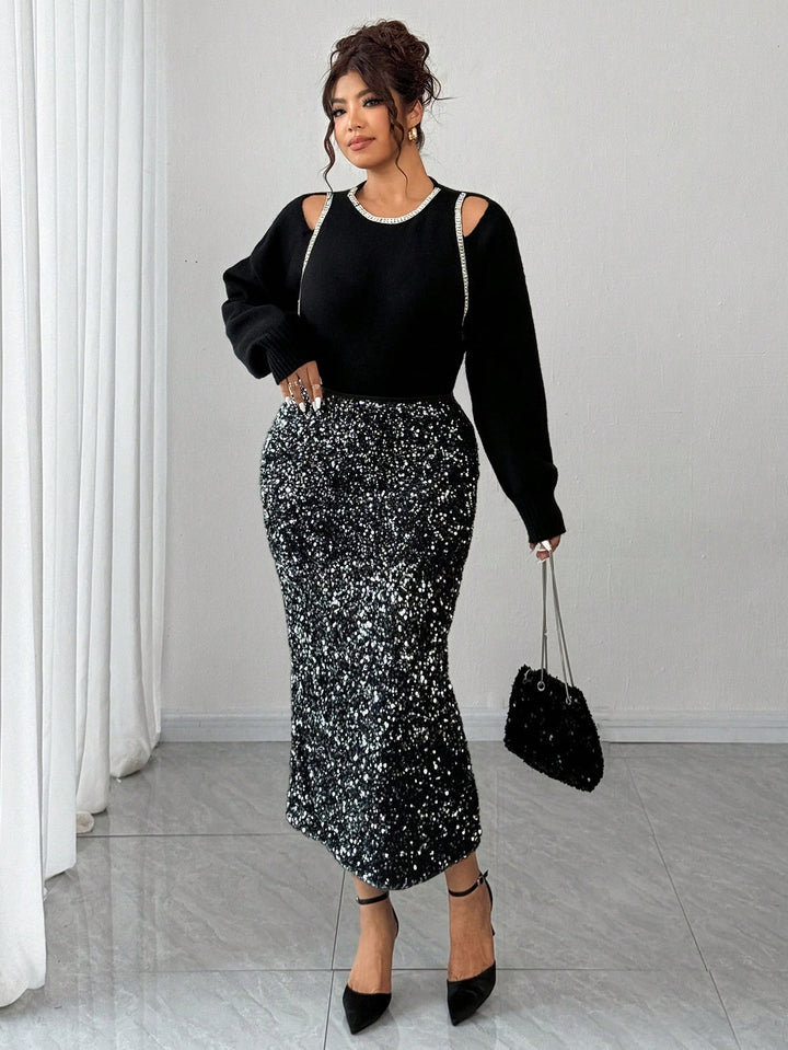 SHEIN maxi skirt, silver