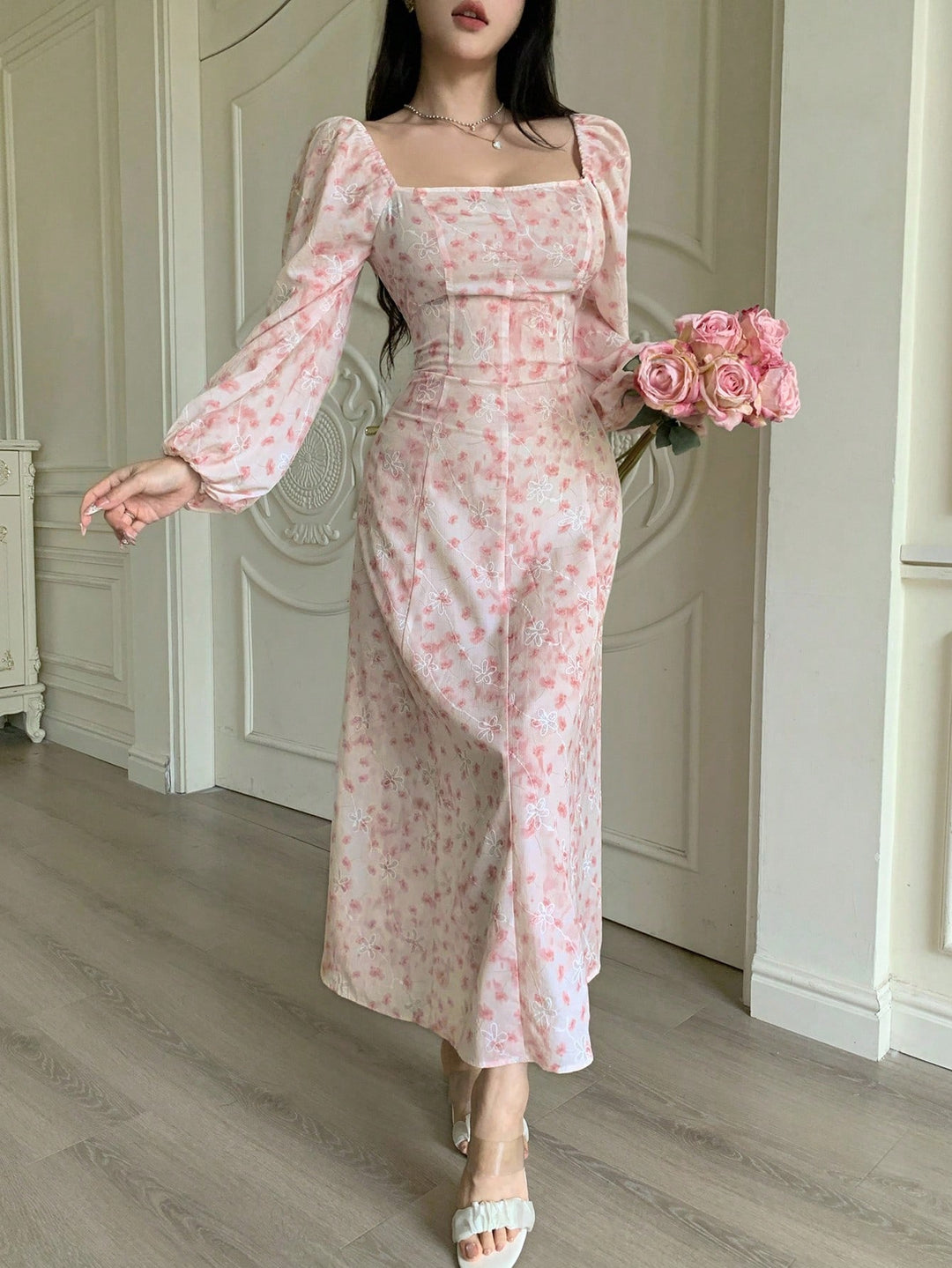 Rochie midi SHEIN, roz
