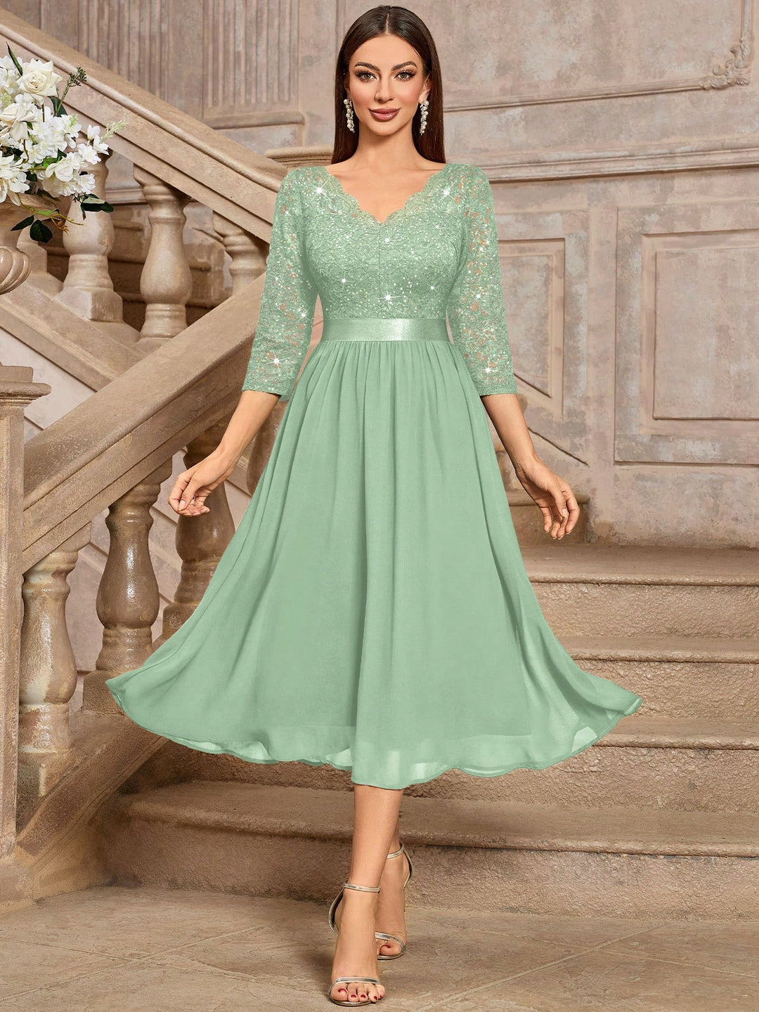 Rochie midi SHEIN, verde