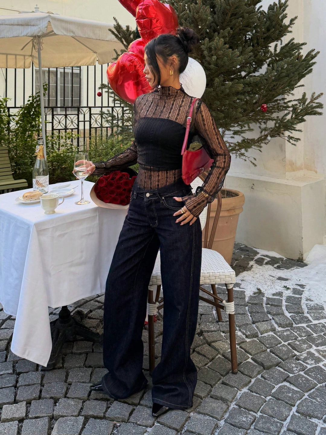 SHEIN blúz, fekete