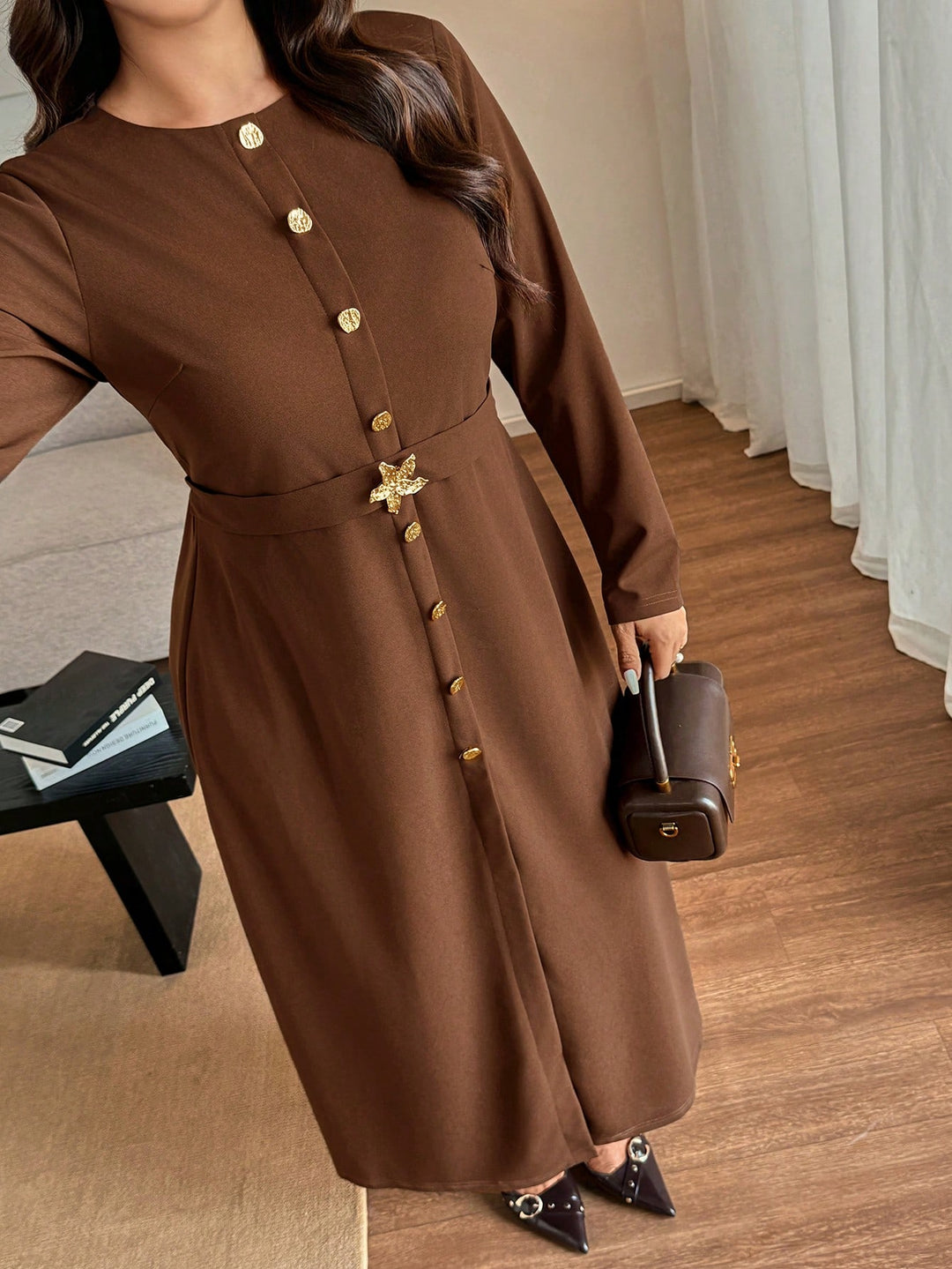SHEIN maxi ruha, barna