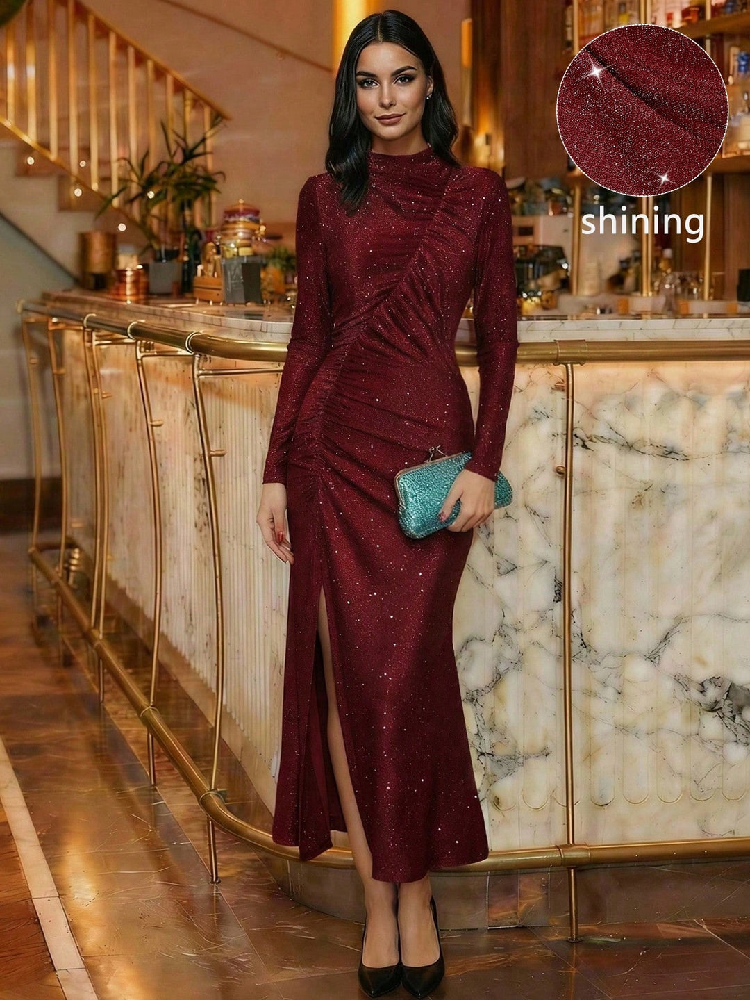 SHEIN maxi ruha, bordó