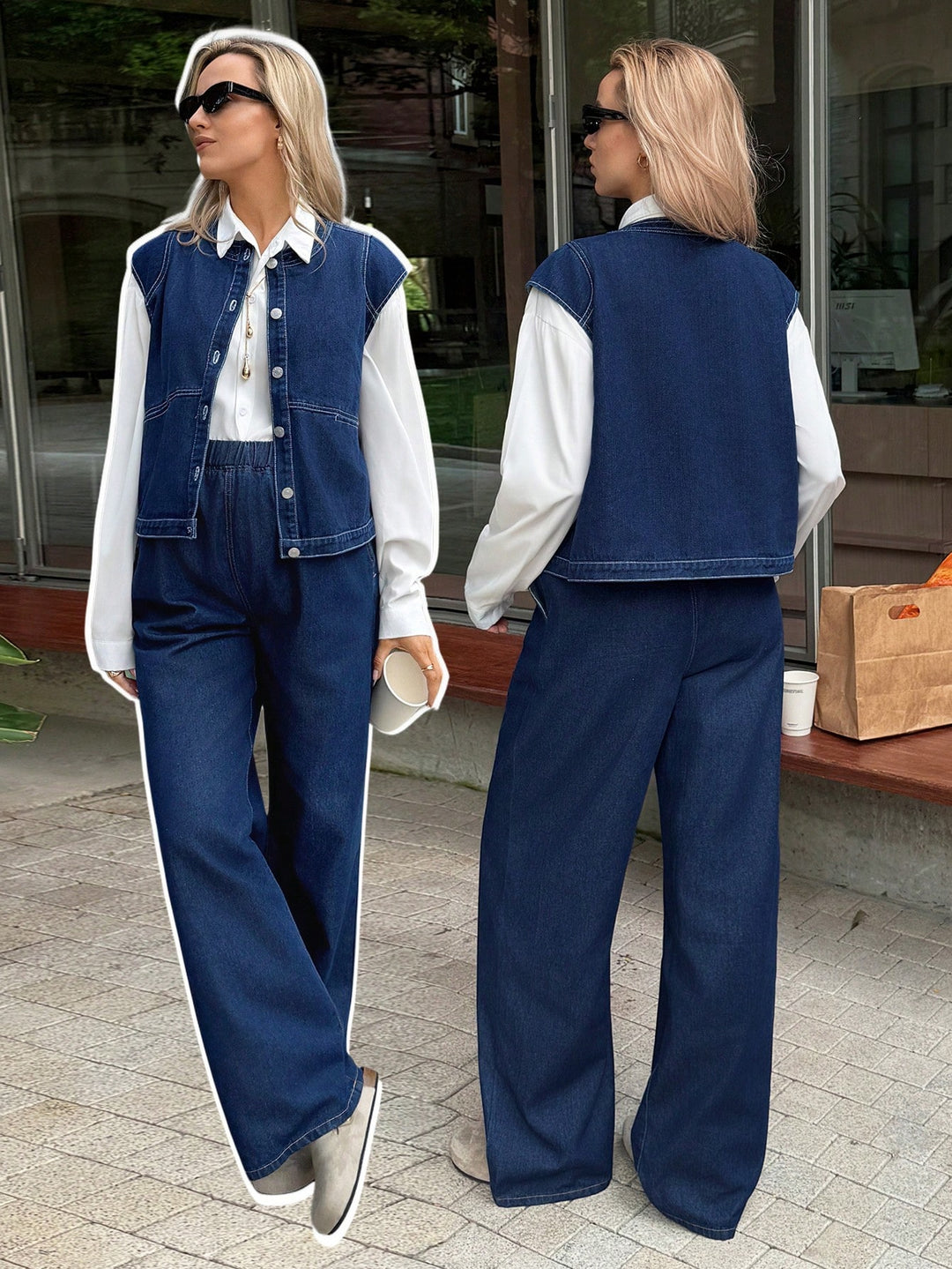 SHEIN farmersz mellény, kék