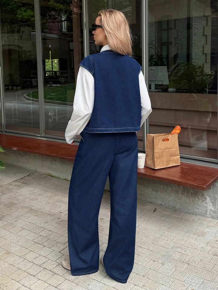 SHEIN farmersz mellény, kék