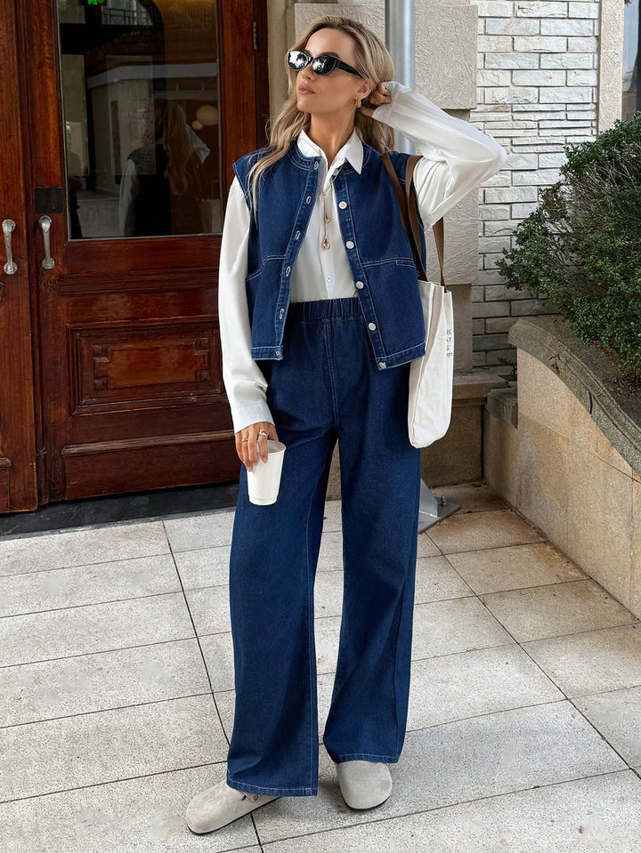 SHEIN farmersz mellény, kék