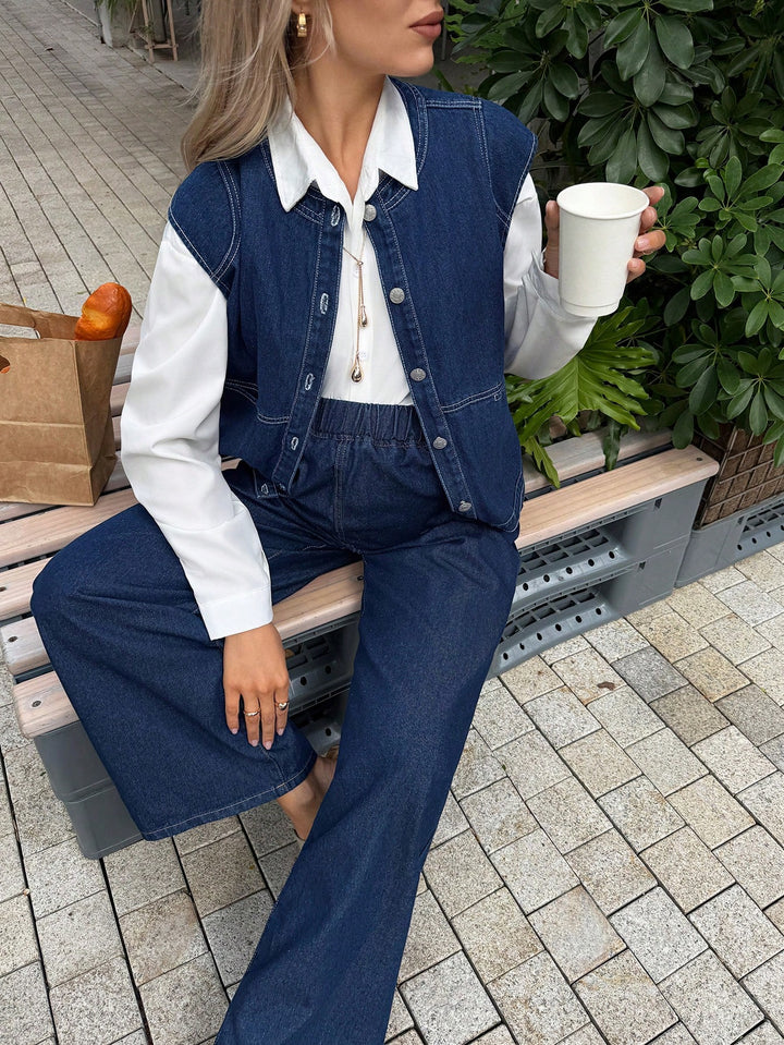 SHEIN farmersz mellény, kék