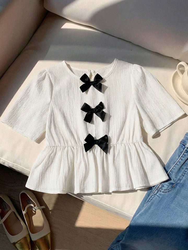 Cămașă cu mânecă scurtă SHEIN, alb