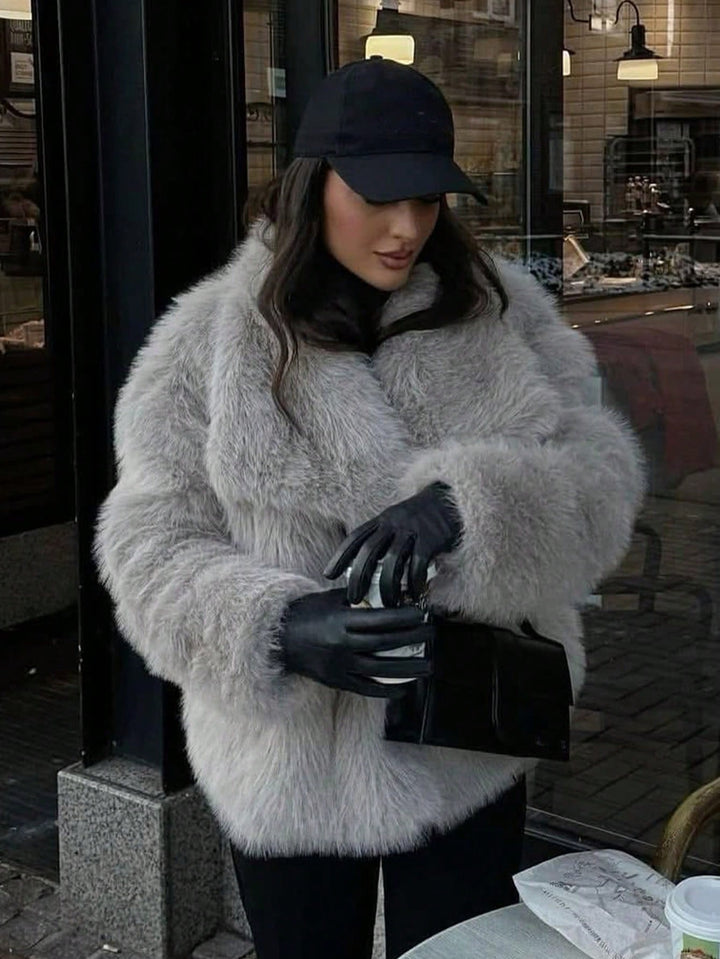 Haină de blană SHEIN, gri