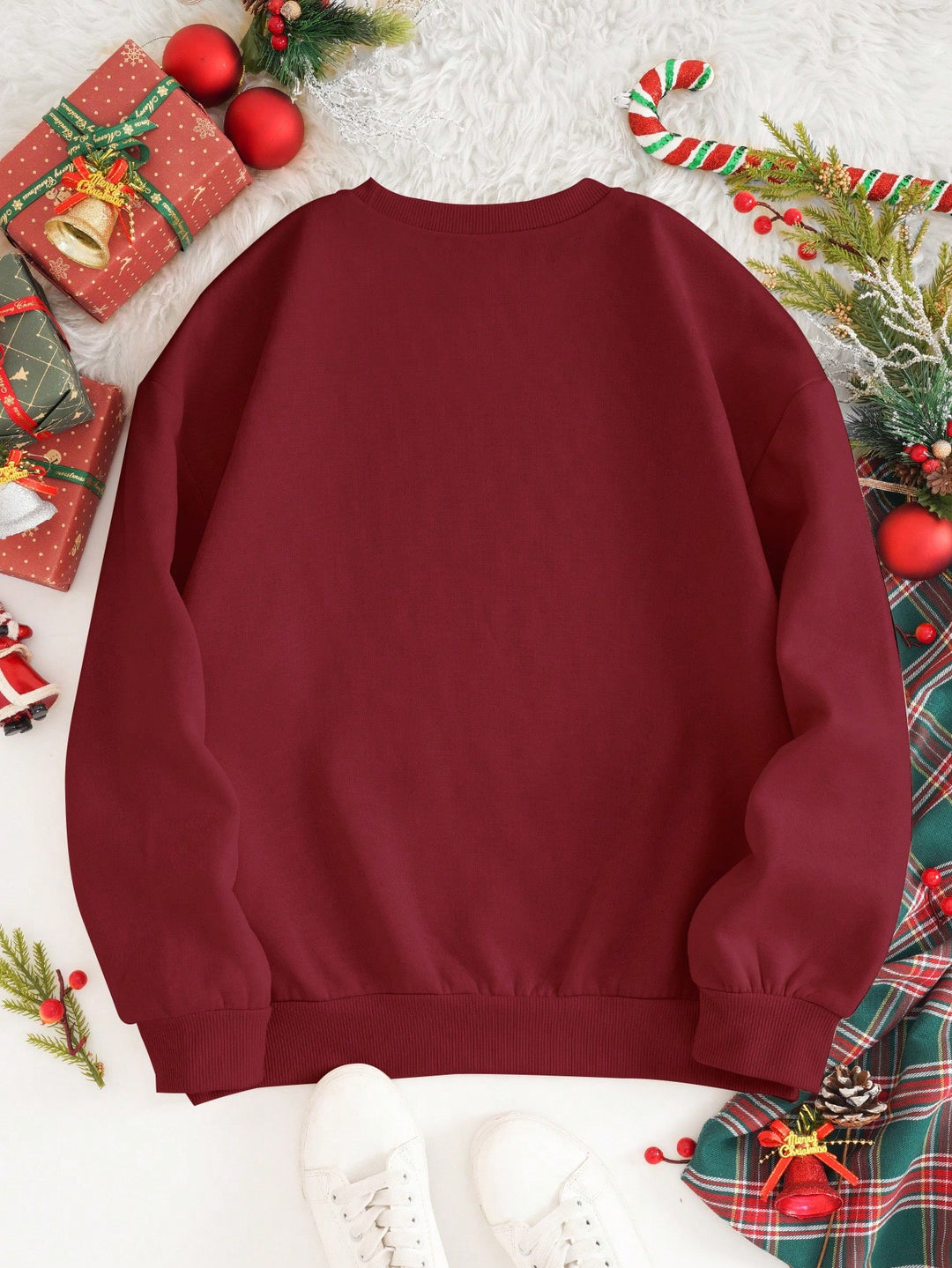 Shein Curve+ blúz, bordó