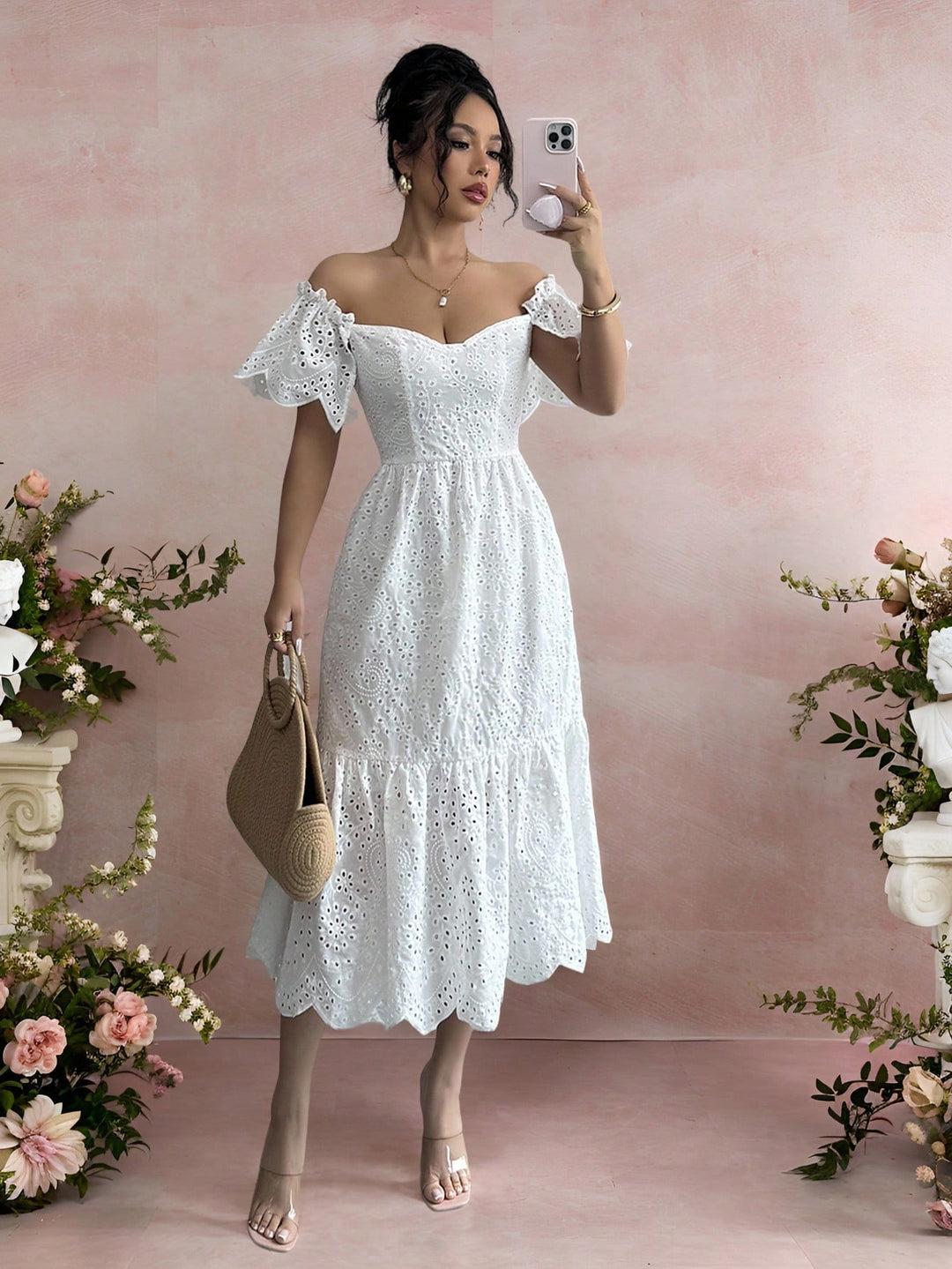 Rochie midi SHEIN, alb