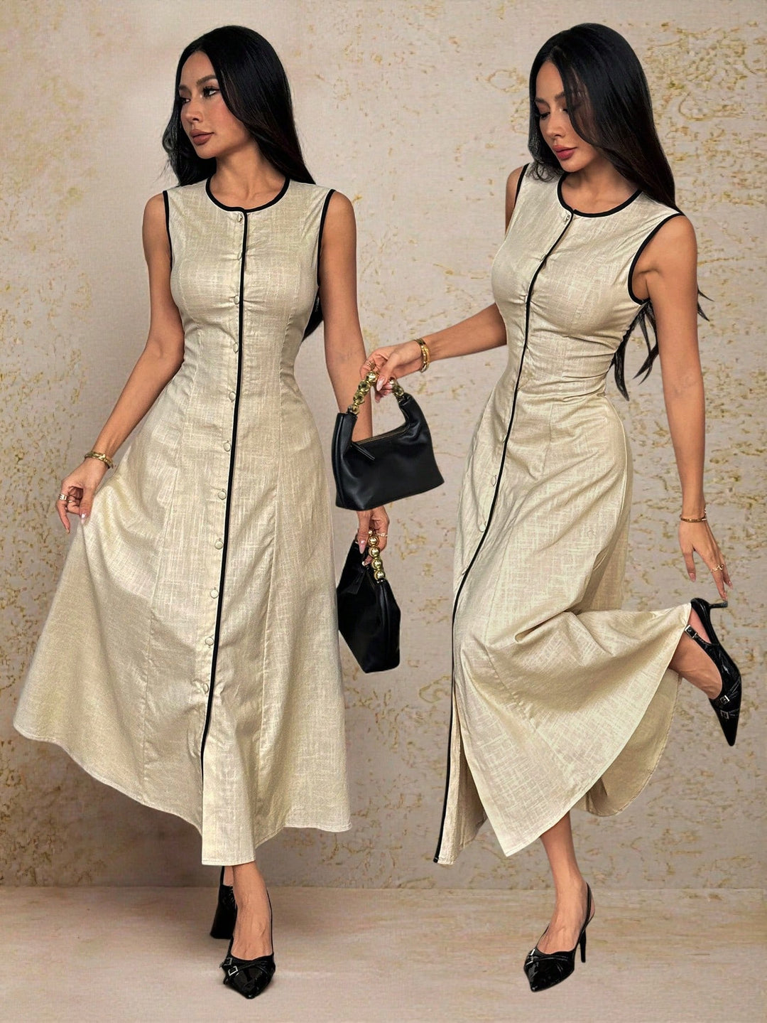 Rochie maxi SHEIN, bej