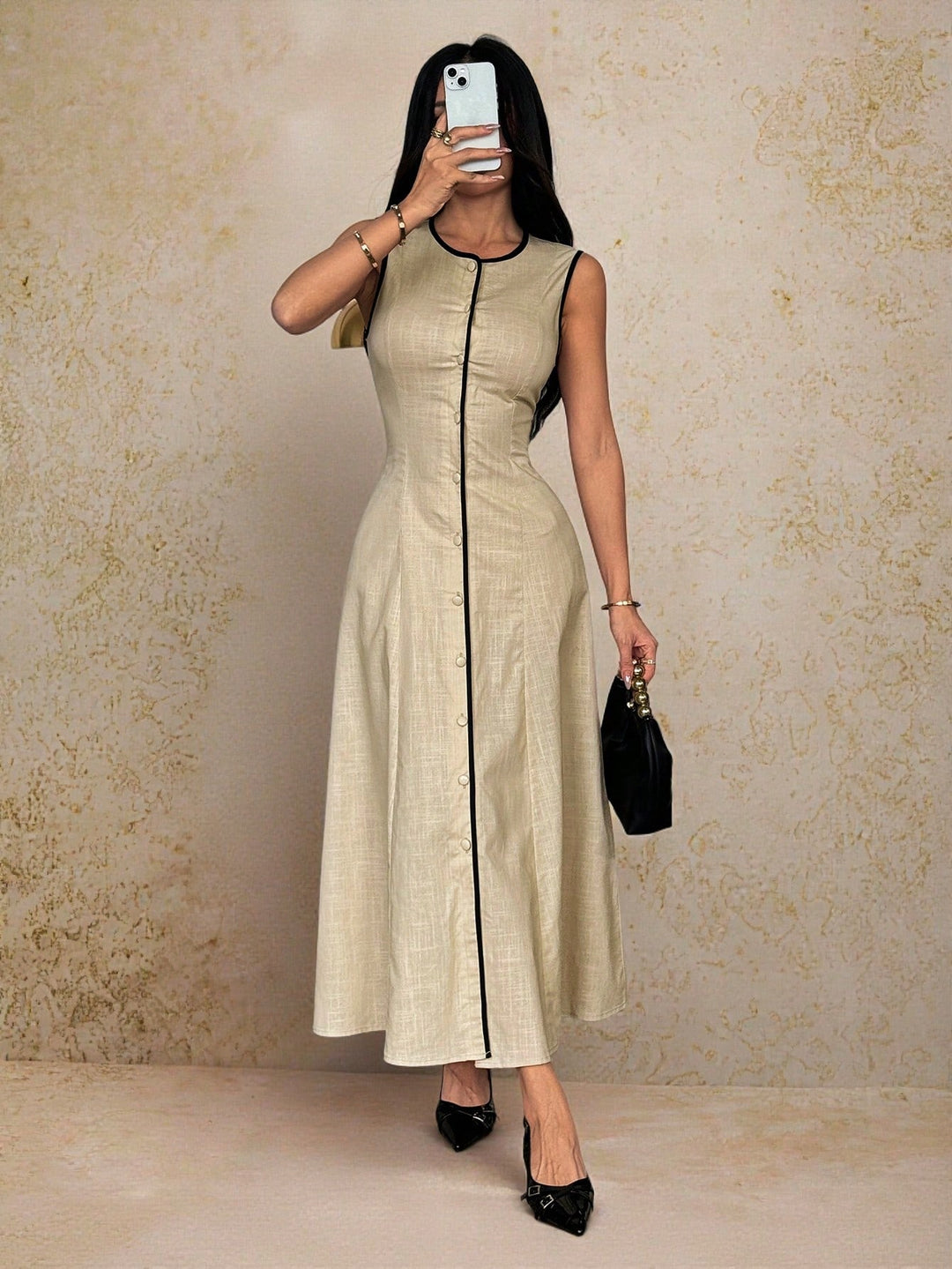 Rochie maxi SHEIN, bej