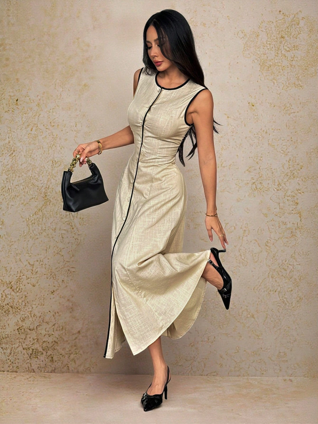 Rochie maxi SHEIN, bej
