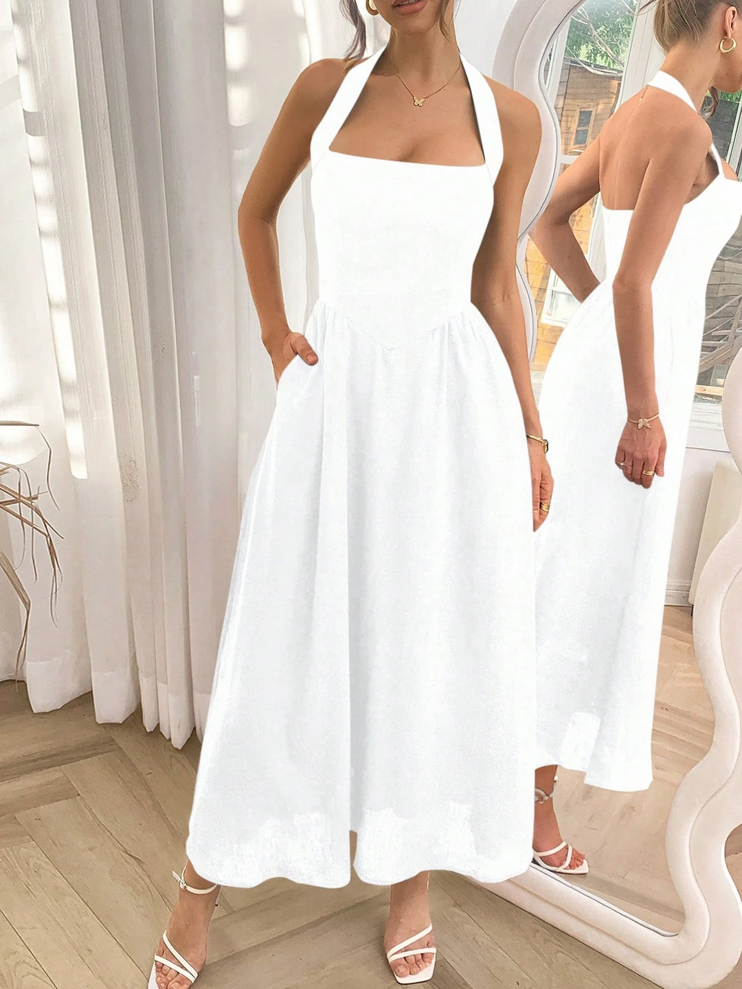 Rochie maxi SHEIN, alb