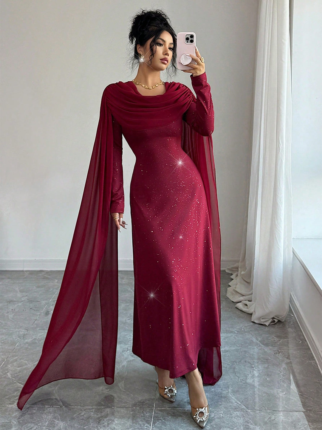 Rochie maxi SHEIN, vișiniu