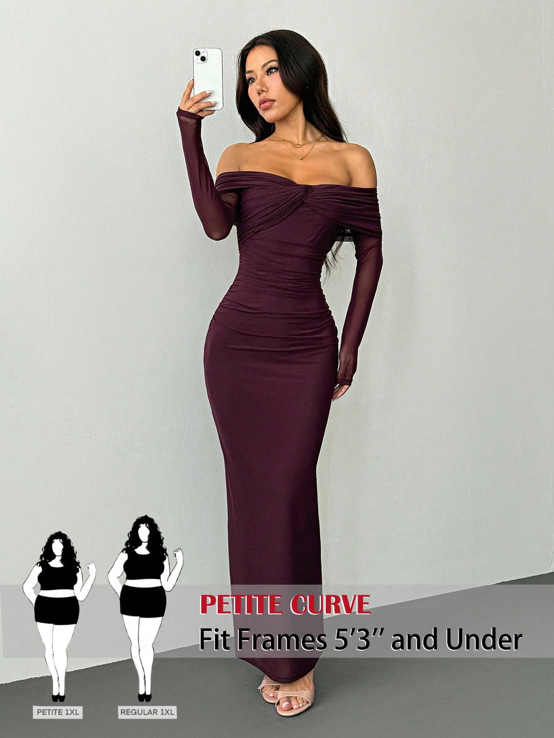 SHEIN bordó maxi ruha