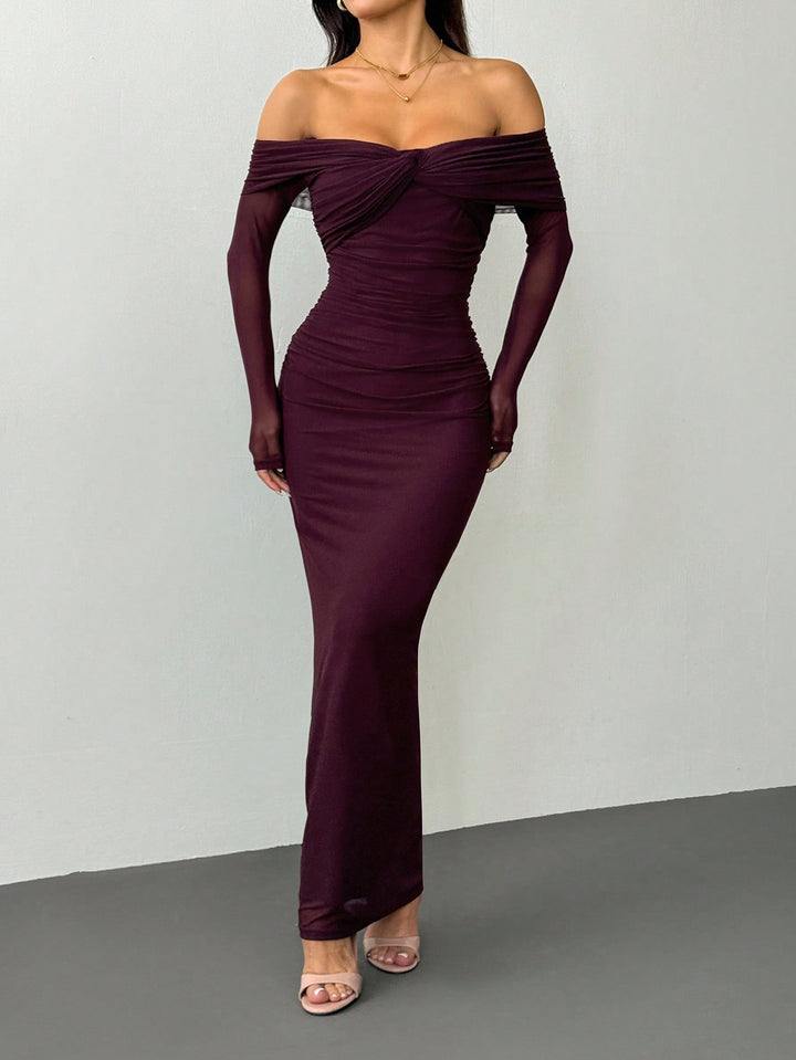 SHEIN bordó maxi ruha