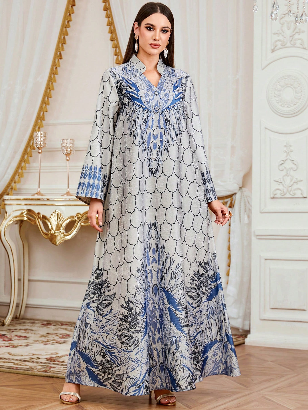 Set caftan și jalabiya SHEIN, gri