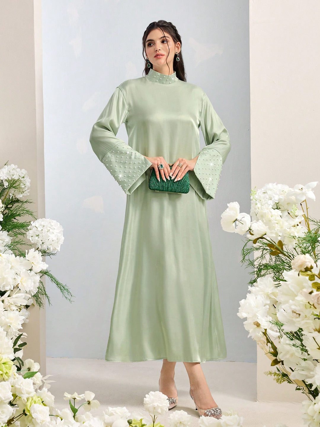 Set caftan și jalabiya SHEIN, verde