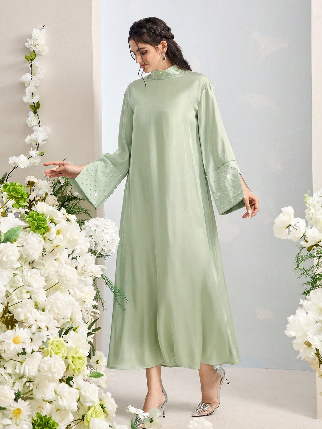 Set caftan și jalabiya SHEIN, verde