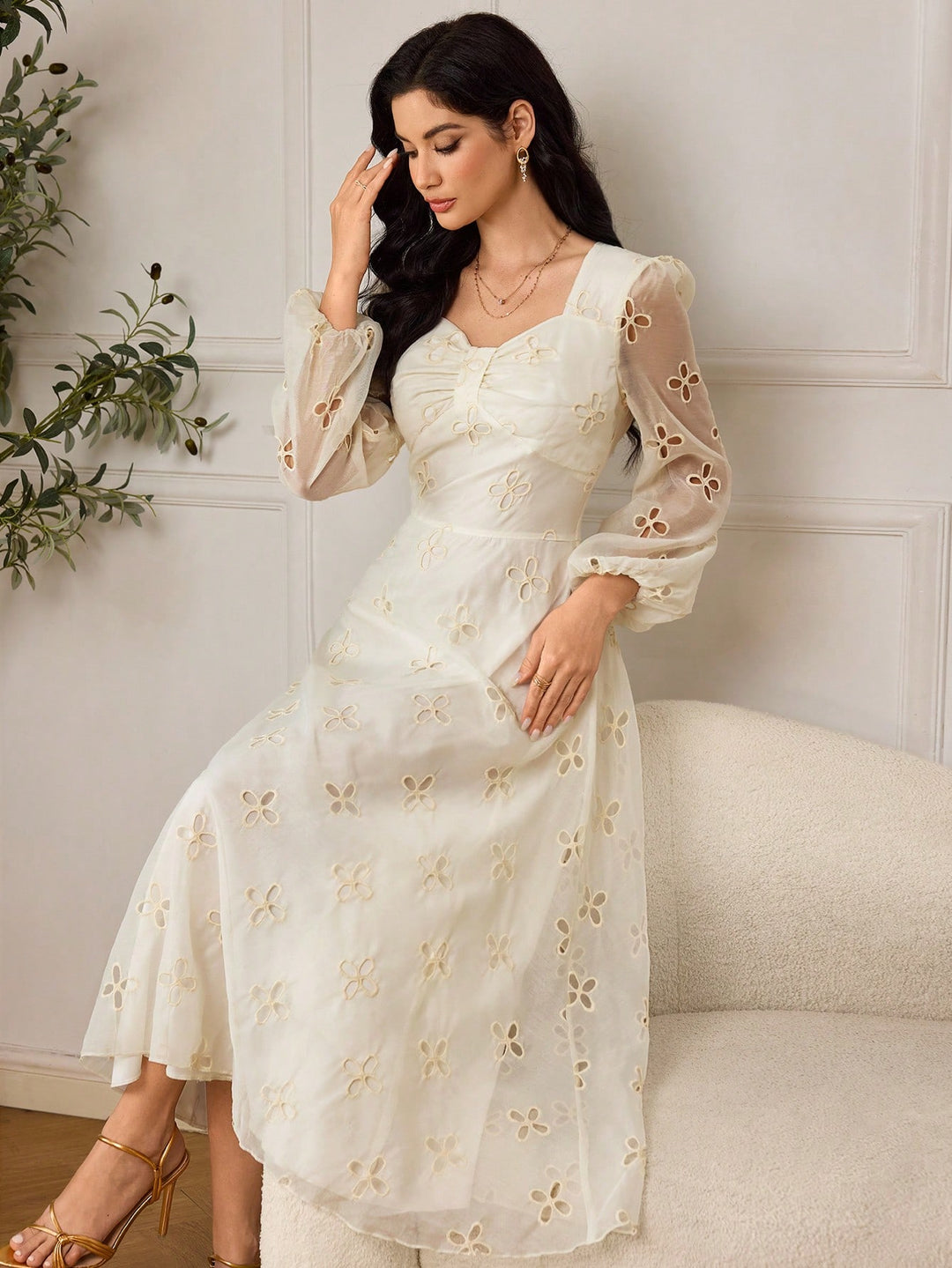 Rochie midi SHEIN, bej