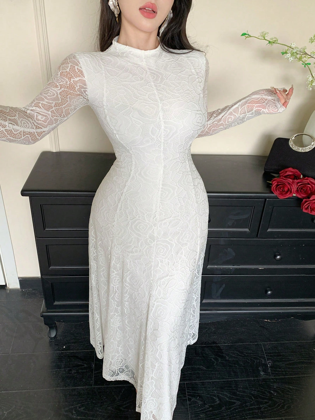 Rochie maxi SHEIN, alb
