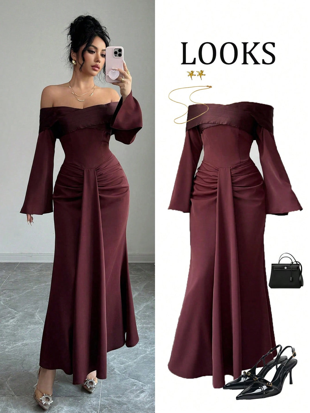 Rochie midi SHEIN, maro