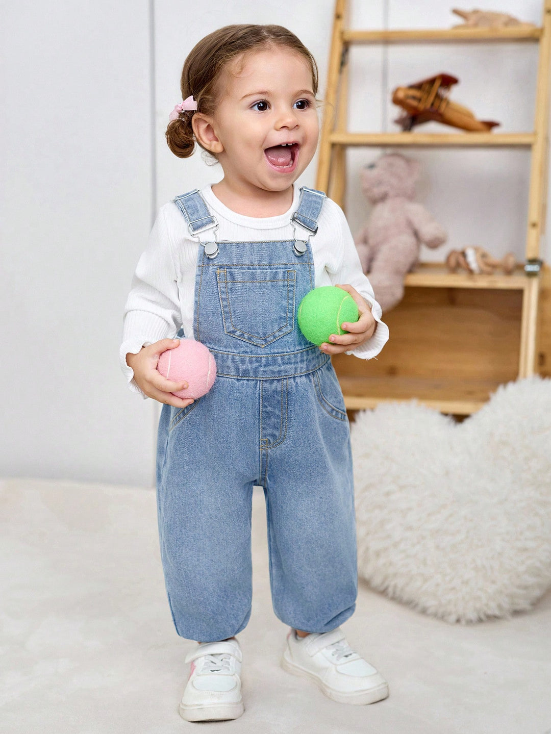 Pantaloni bib SHEIN, albastru