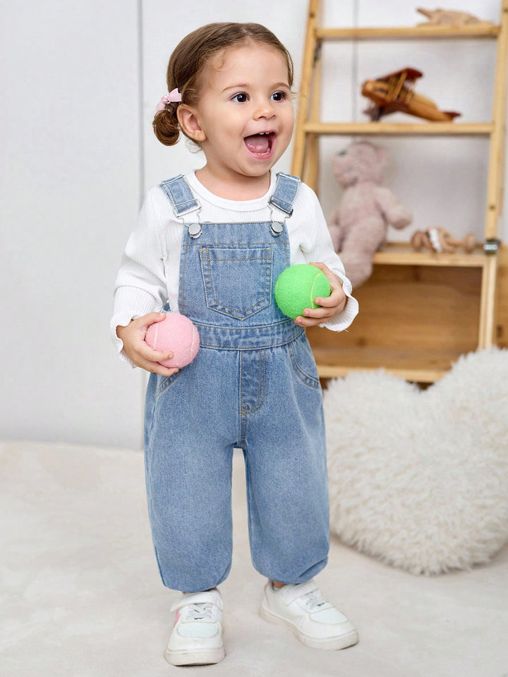 Pantaloni bib SHEIN, albastru