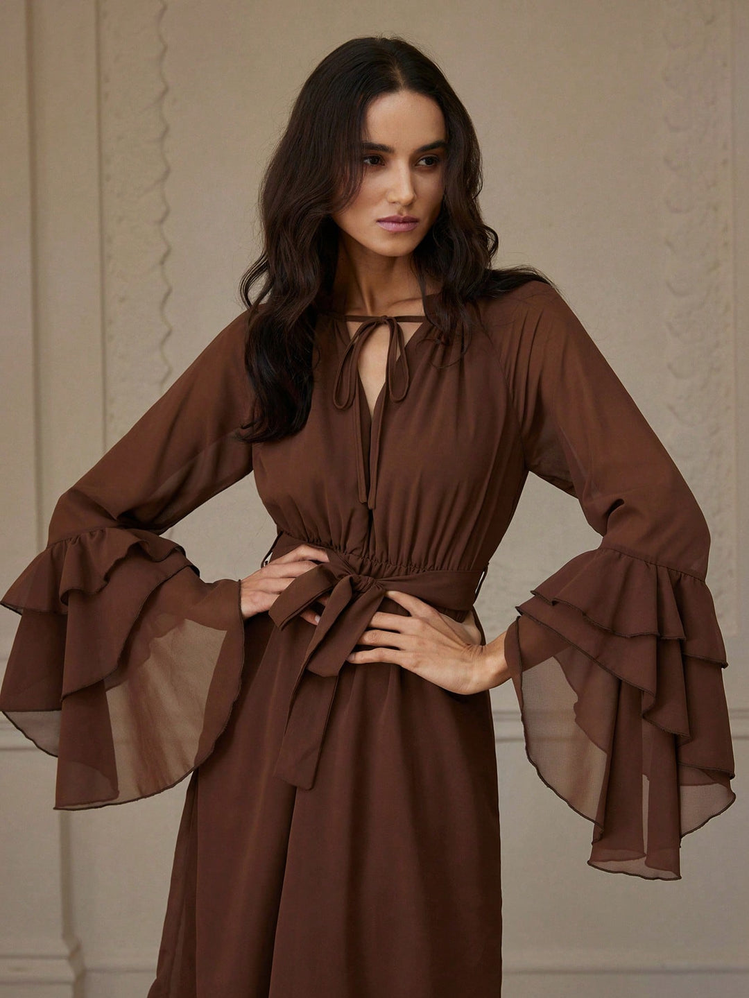 SHEIN maxi ruha, barna