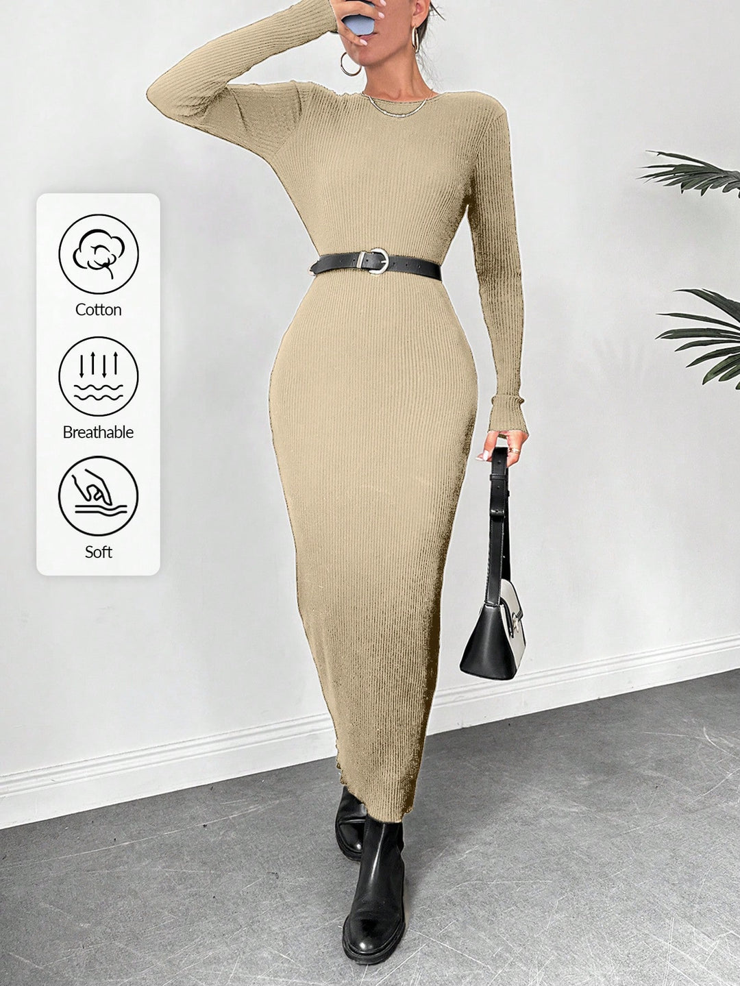 Rochie maxi SHEIN, bej