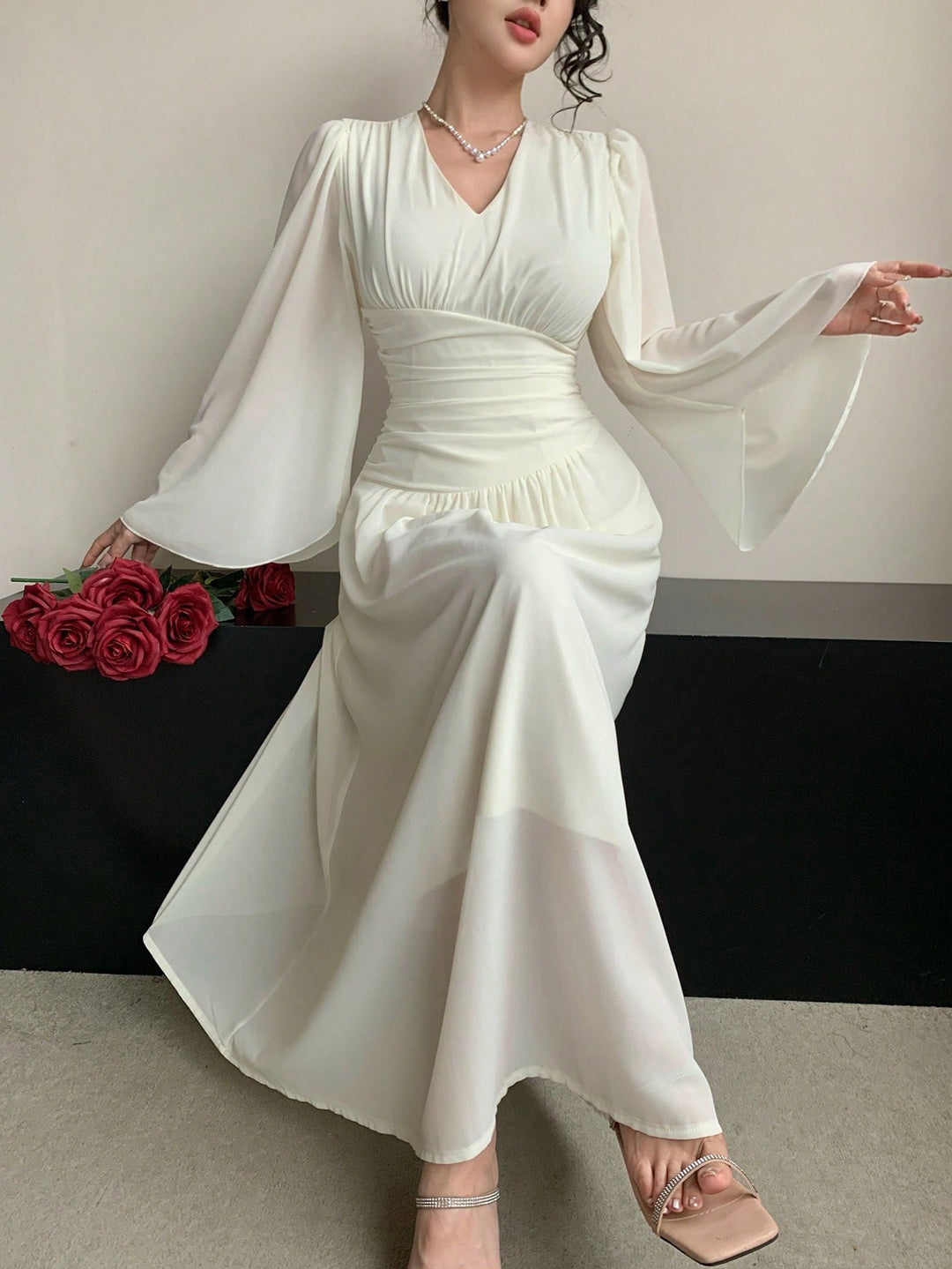 Rochie maxi SHEIN, bej