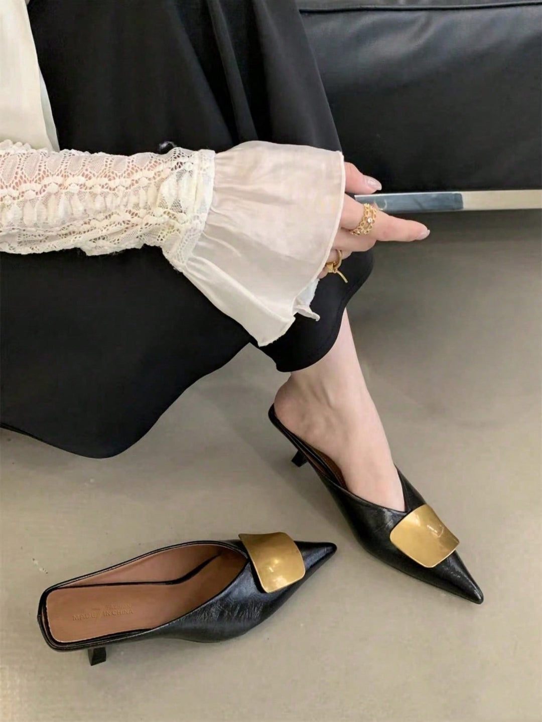 Pantofi cu toc SHEIN, negru