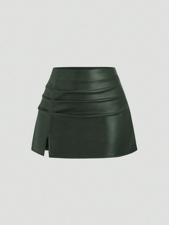 SHEIN mini műbőr szoknya, zöld