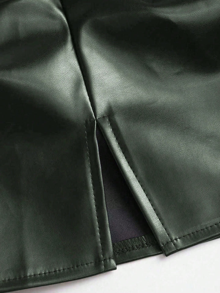 SHEIN mini műbőr szoknya, zöld
