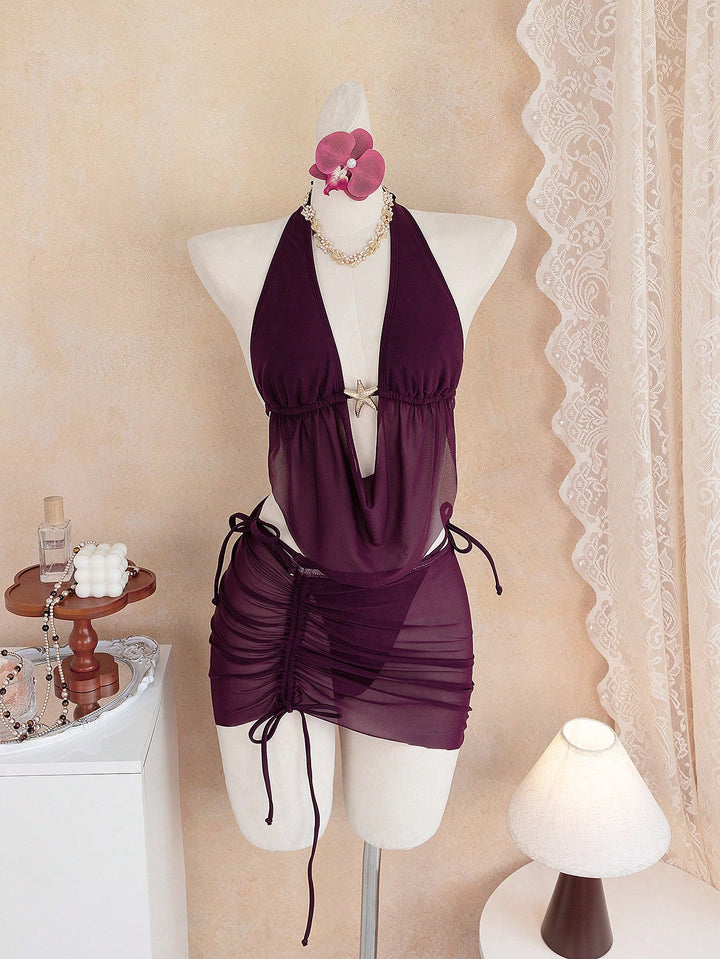 SHEIN bikini szett, bordó