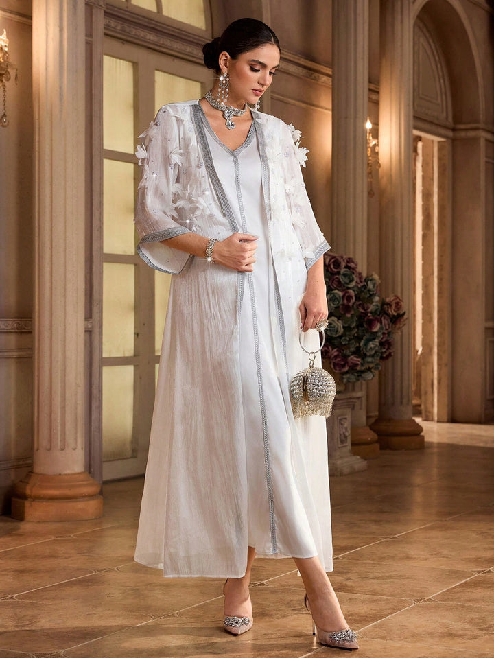 Set caftan și jalabiya SHEIN, alb