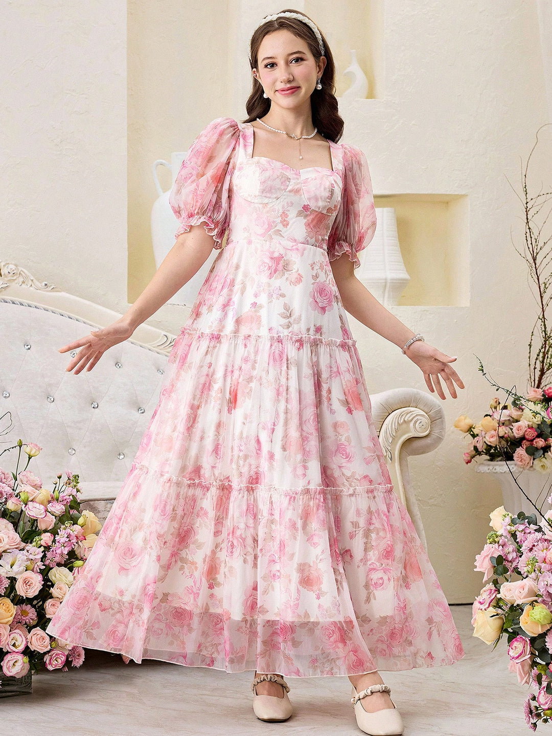SHEIN maxi ruha, rózsaszín