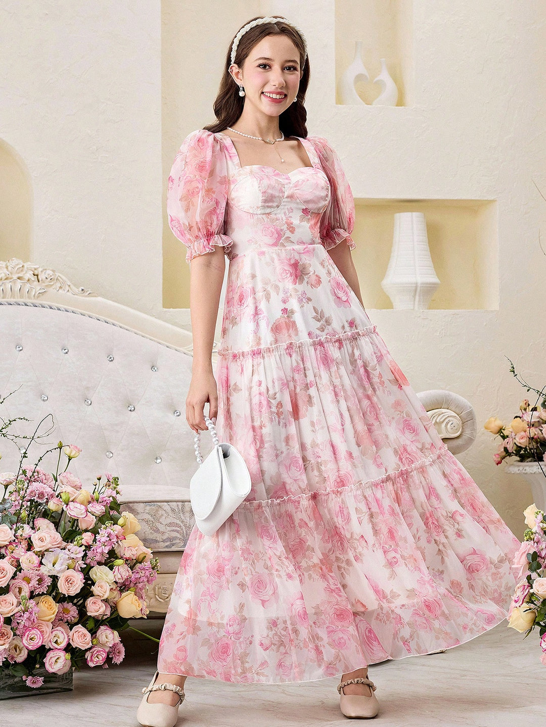 SHEIN maxi ruha, rózsaszín