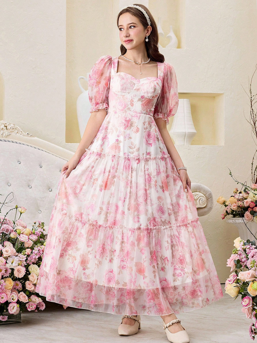 SHEIN maxi ruha, rózsaszín