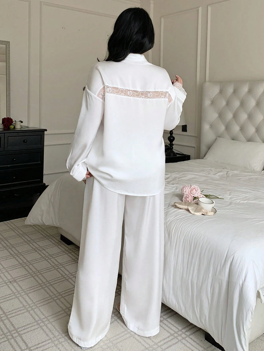 Compleu pijamale SHEIN, alb