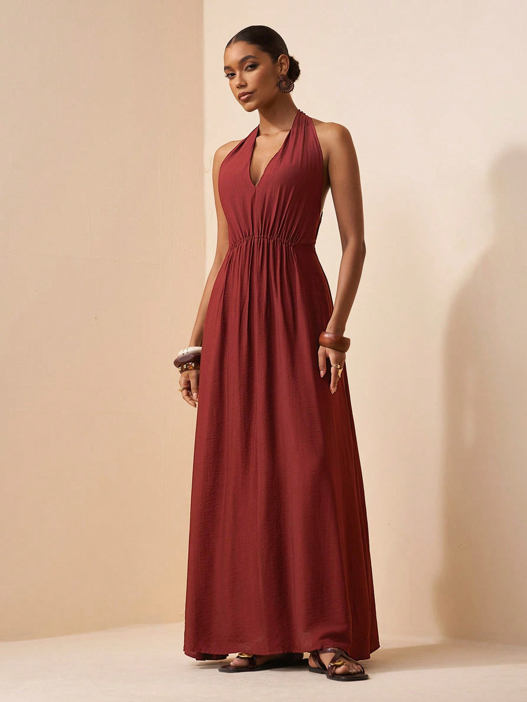 Rochie maxi SHEIN, maro