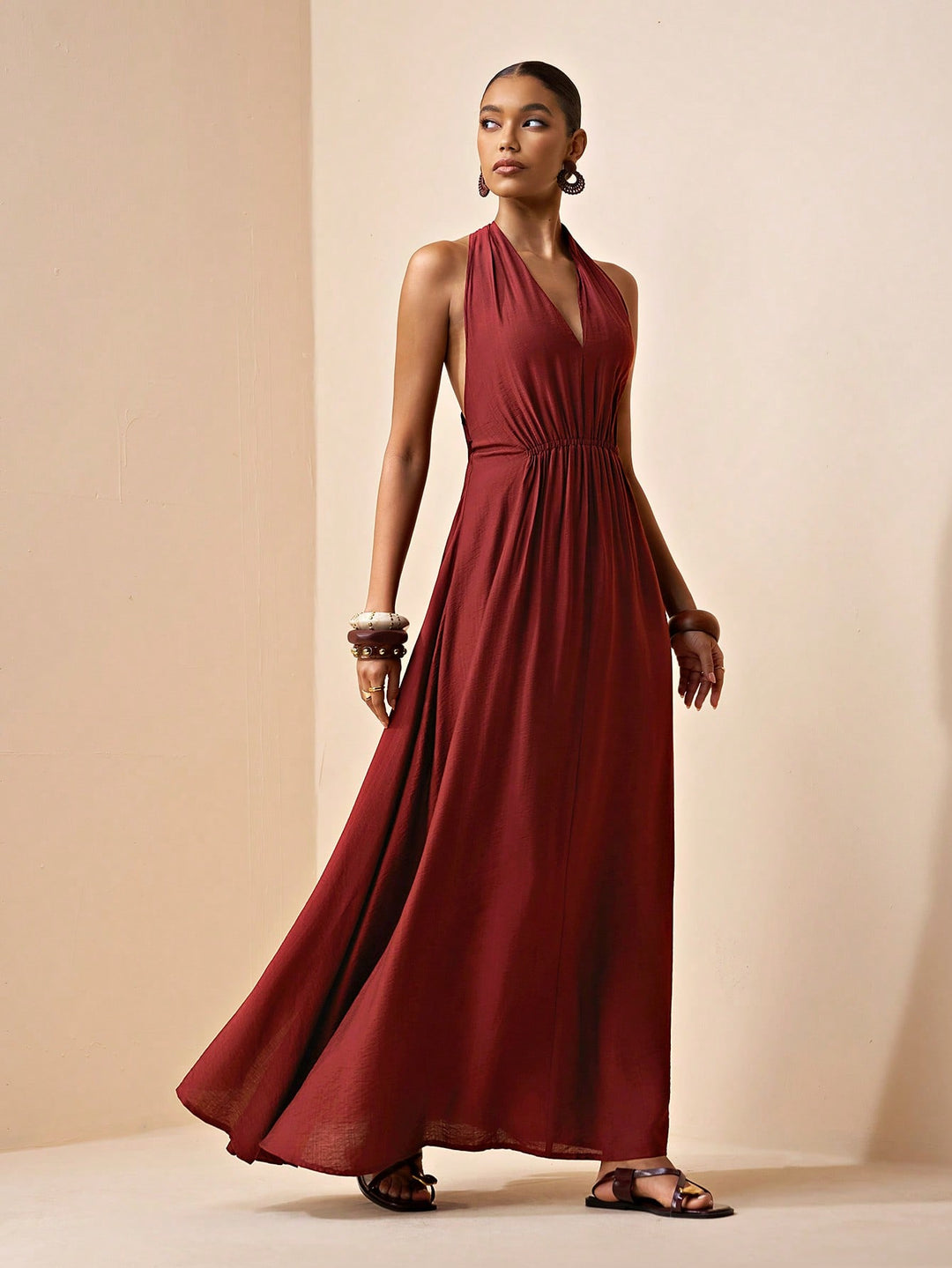 Rochie maxi SHEIN, maro
