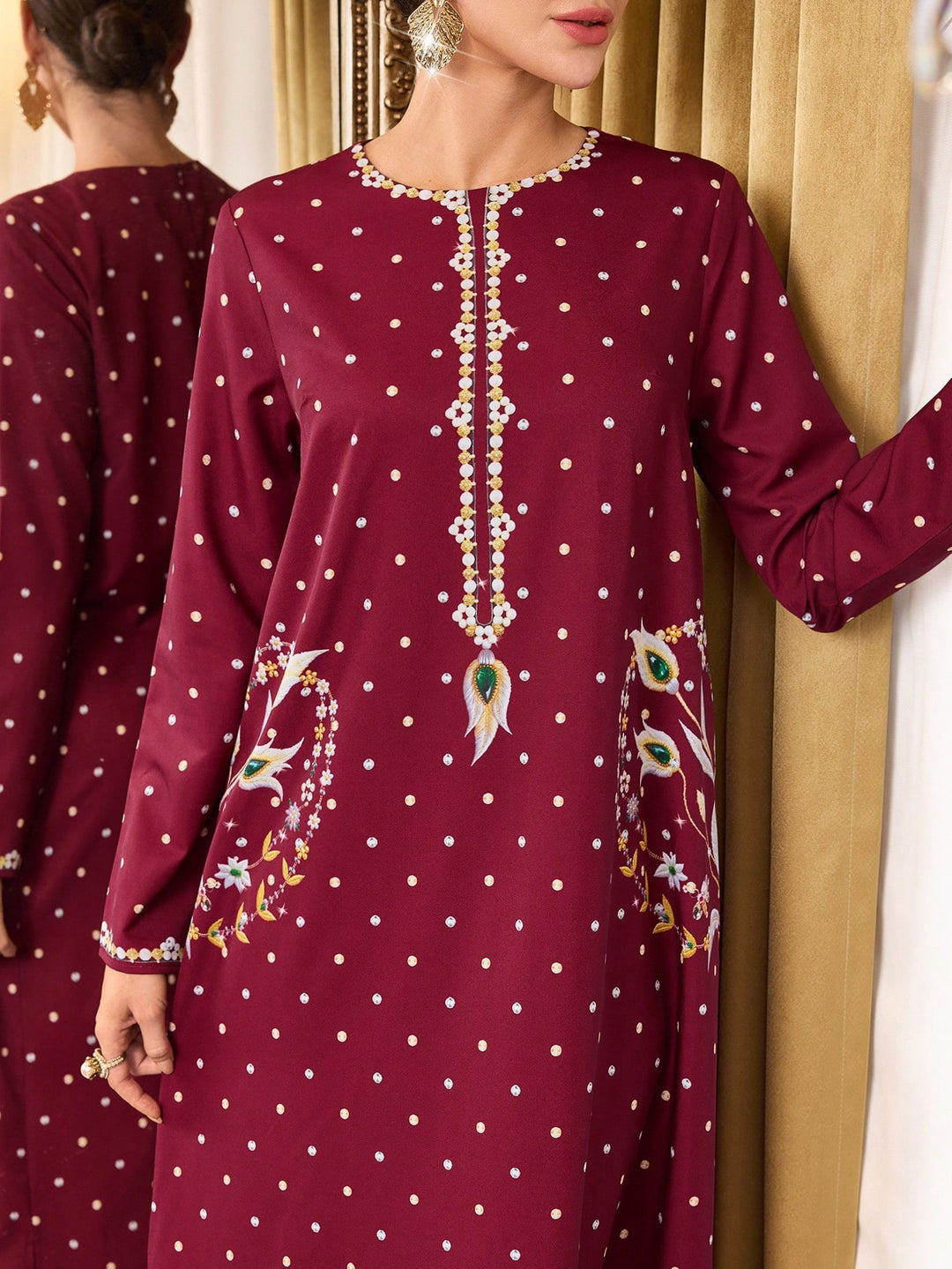 Set caftan și jalabiya SHEIN, vișiniu