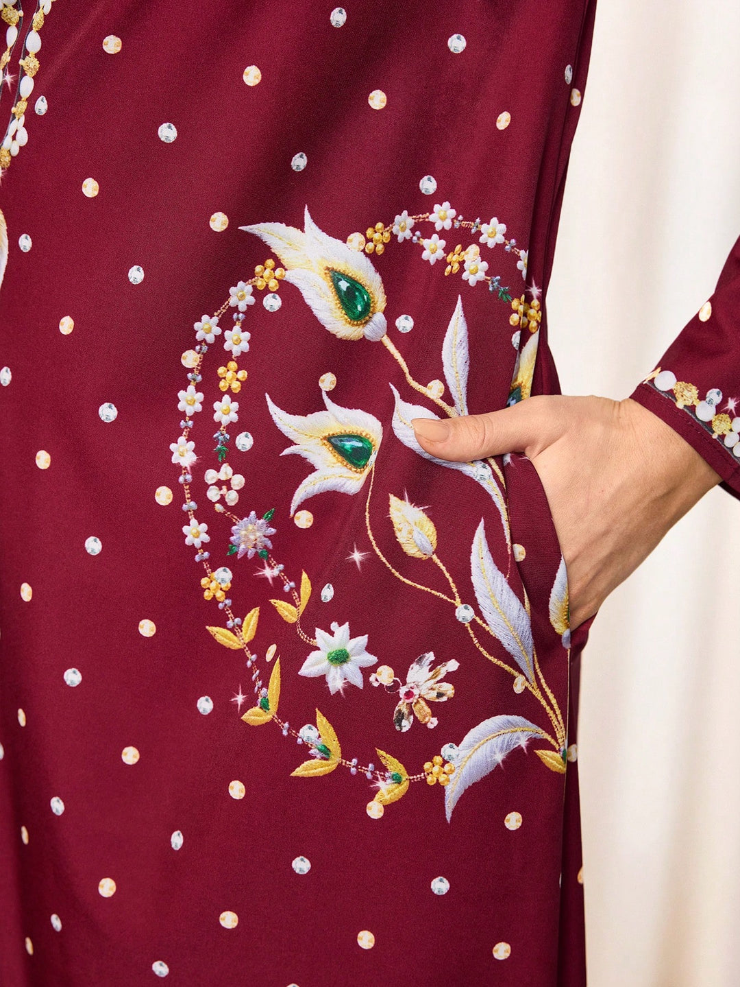 Set caftan și jalabiya SHEIN, vișiniu