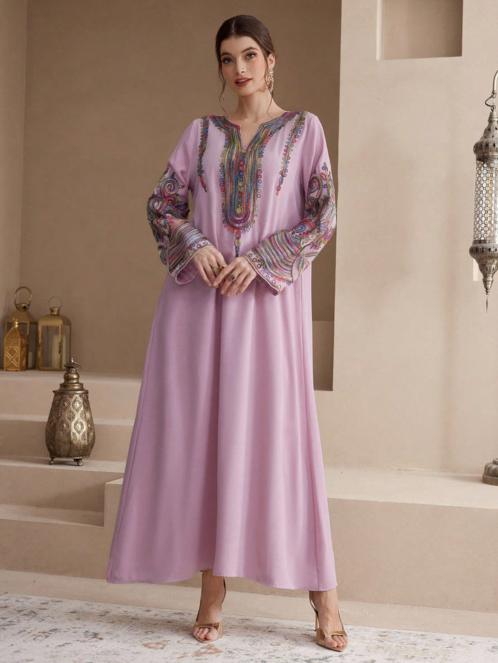 Set caftan și jalabiya SHEIN, roz