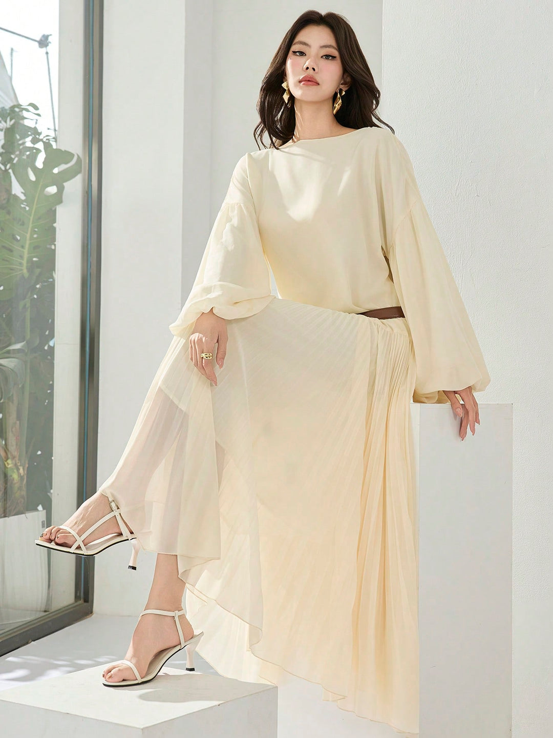 Rochie maxi SHEIN, bej