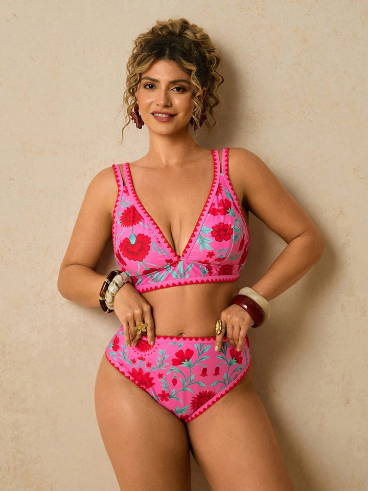 Set bikini de baie SHEIN, roz