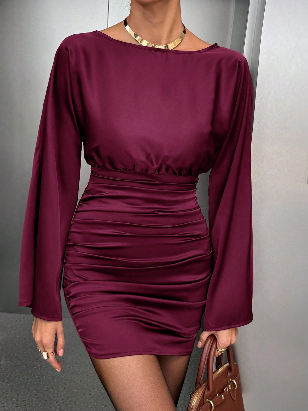 SHEIN mini ruha, bordó